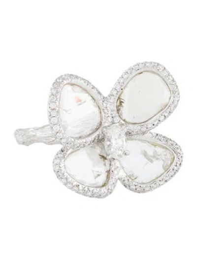 Pre-owned Bhansali 18k Diamond Slice Flower Cocktail Ring In Multi