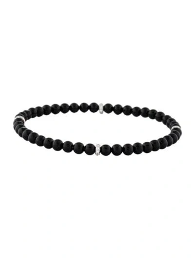 Pre-owned Bhansali 18k Onyx & Diamond Bangle Bracelet, 7" In Multi