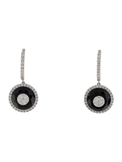 Pre-owned Bhansali 18k Onyx & Diamond One Collection G-post Drop Earrings In Multi