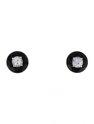 Pre-owned Bhansali 18k Onyx, Synthetic Sapphire & Diamond One Stud Earrings In Multi