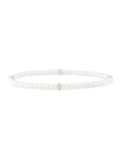 Pre-owned Bhansali 18k Pearl & Diamond Bead Bracelet, 7" In Multi