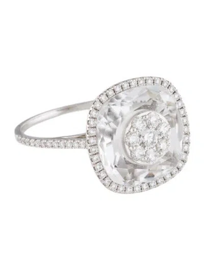 Pre-owned Bhansali 18k Quartz & Diamond One Collection Halo Cocktail Ring In Multi