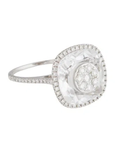 Pre-owned Bhansali 18k Quartz & Diamond One Halo Cocktail Ring In Multi
