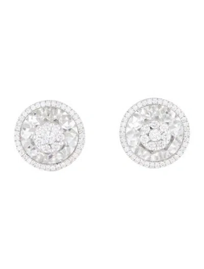 Pre-owned Bhansali 18k Quartz & Diamond One Halo Stud Earrings In Multi