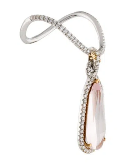 Pre-owned Bhansali 18k Rose Quartz & Diamond Cocktail Ring In Multi