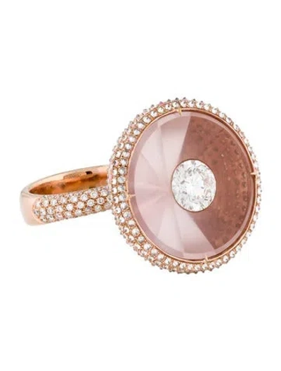 Pre-owned Bhansali 18k Rose Quartz & Diamond Heirloom Collection Cocktail Ring In Multi