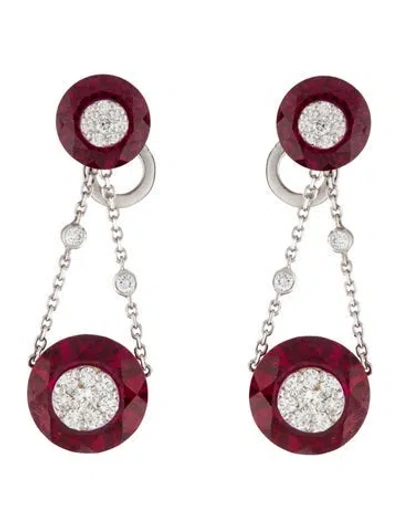 Pre-owned Bhansali 18k Synthetic Ruby & Diamond Drop Earrings In Multi