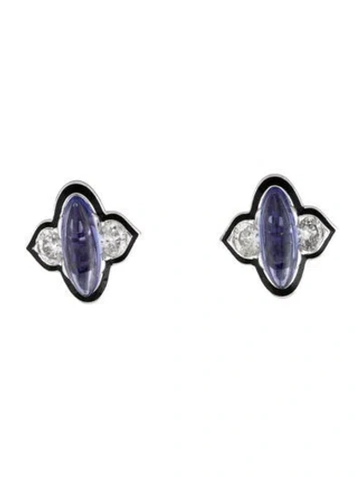 Pre-owned Bhansali 18k Tanzanite & Diamond Stud Earrings In Multi