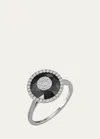 Bhansali 18k White Gold 10mm Halo Ring With Diamonds In Black Onyx