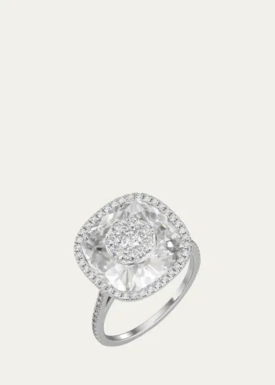Bhansali 18k White Gold 13mm Cushion-cut Ring With Diamonds In Metallic