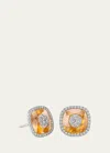 BHANSALI 18K WHITE GOLD ONE COLLECTION CUSHION HALO CITRINE AND DIAMOND EARRINGS