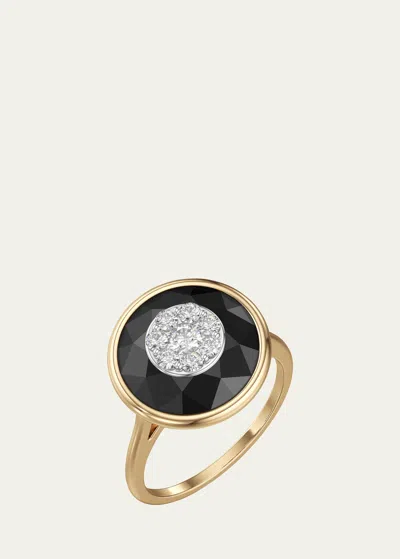 Bhansali 18k Yellow Gold One Collection Bezel Onyx Ring With Diamonds In Black