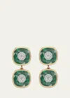 BHANSALI 18K YELLOW GOLD ONE COLLECTION DOUBLE CUSHION BEZEL EMERALD AND DIAMOND EARRINGS