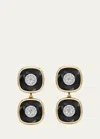 BHANSALI 18K YELLOW GOLD ONE COLLECTION DOUBLE CUSHION BEZEL ONYX AND DIAMOND EARRINGS