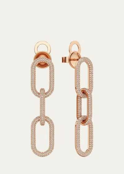 Bhansali Connect Collection Three-link Pave Diamond Earrings In 18k Rose Gold