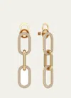 BHANSALI CONNECT COLLECTION THREE-LINK PAVE DIAMOND EARRINGS IN 18K YELLOW GOLD