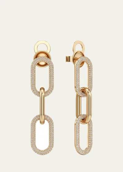 Bhansali Connect Collection Three-link Pave Diamond Earrings In 18k Yellow Gold