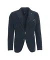 Bharnaba Corduroy Blazer With Tailored Fit And Notched Lapels In Blue