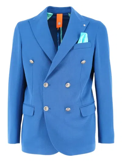 Bharnaba Double-breasted Buttoned Blazer In Blue