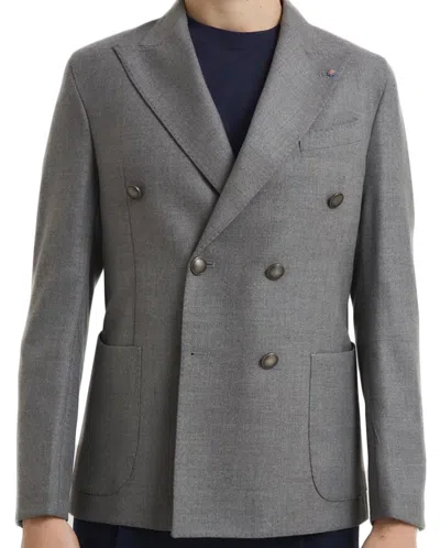 Bharnaba Double-breasted Tailored Jacket With Reverse Collar In Gray
