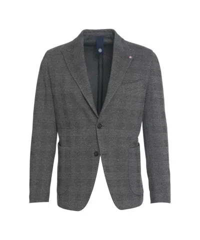 Bharnaba Glencheck Blazer With Tailored Silhouette And Two-button Closure In Gray