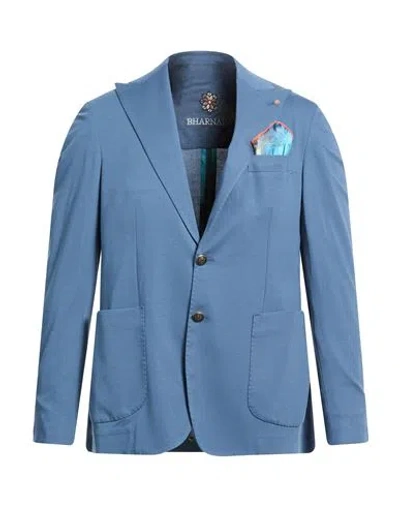 Bharnaba Man Blazer Azure Size 46 Viscose, Polyamide, Elastane In Blue