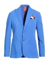Bharnaba Man Blazer Blue Size 42 Polyester, Viscose, Elastane In Blue