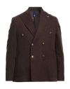 Bharnaba Man Blazer Dark Brown Size 42 Polyester, Elastane In Brown
