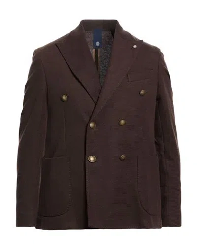 Bharnaba Man Blazer Dark Brown Size 42 Polyester, Elastane