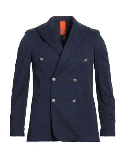 Bharnaba Man Blazer Navy Size 38 Cotton, Polyamide, Elastane In Blue