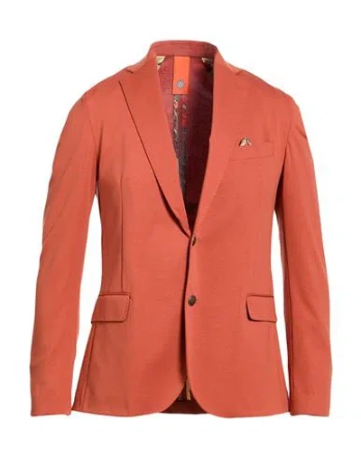 Bharnaba Man Blazer Orange Size 38 Cotton, Polyamide, Elastane