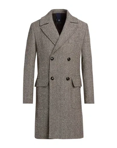 Bharnaba Man Coat Dark Brown Size 40 Wool, Synthetic Fibers, Polyamide, Cotton, Silk In Gray