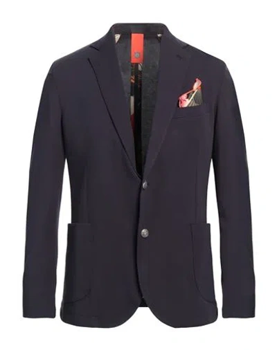 Bharnaba Man Blazer Midnight Blue Size 42 Viscose, Polyamide, Elastane In Blue