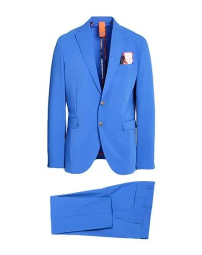 Bharnaba Man Suit Azure Size 44 Polyester, Viscose, Elastane In Blue