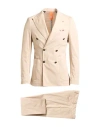 Bharnaba Man Suit Beige Size 42 Cotton, Polyamide, Elastane In Brown