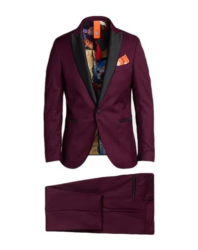 Bharnaba Man Suit Burgundy Size 42 Polyester, Viscose, Elastane