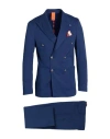Bharnaba Man Suit Navy Size 40 Cotton, Polyamide, Elastane In Blue