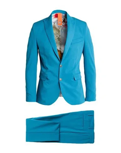 Bharnaba Man Suit Pastel Blue Size 44 Polyester, Viscose, Eco Polyester