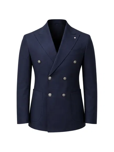 Bharnaba Peak-lapel Double-breasted Blazer In Blue