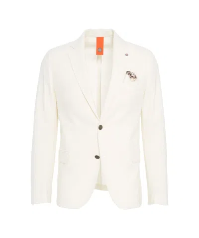 Bharnaba Tailored White Single-breasted Blazer With Notched Lapels