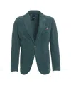 Bharnaba Textured Green Corduroy Blazer With Notch Lapel And Tailored Fit In Green