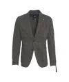 Bharnaba Textured Grey Blazer With Elegant Lapels And Dual Button Closure In Gray