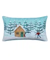 Bhawna's Fusion Vibhsa Alpine Holiday Christmas Skier Decorative Pillow, 14"x24"