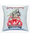 Bhawna's Fusion Vibhsa Alpine Holiday Merry Christmas Ride Holiday Pillow, 20" X 20"