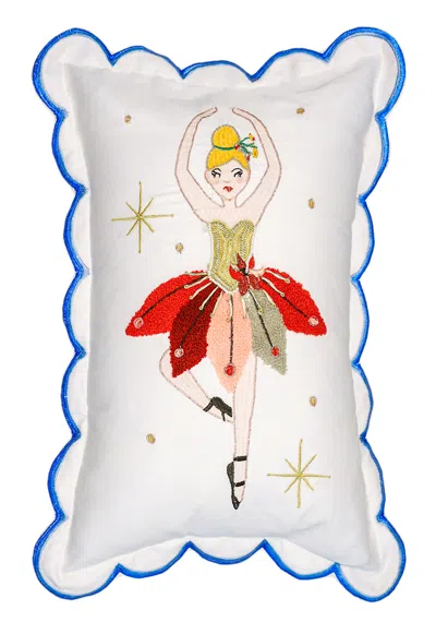 Bhawna's Fusion Vibhsa Ballerina Christmas Pillow 14x20 In White