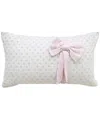 Bhawna's Fusion Vibhsa Handwoven Decorative Pillow With Bows And Frills, 14" X 24" In Neutral