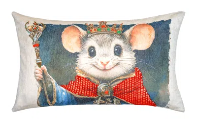 Bhawna's Fusion Vibhsa Mouse King Christmas Pillow 14x24 In Blue