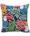 Bhawna's Fusion Vibhsa Novelty Hooked Decorative Pillow With Birds And Floral Design, 20"x20" In Multi