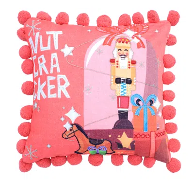 Bhawna's Fusion Vibhsa Nutcracker Gifts Christmas Pillow 20x20 In Pink