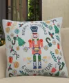 Bhawna's Fusion Vibhsa Nutcracker Merry Christmas Pillow 20x20 In White
